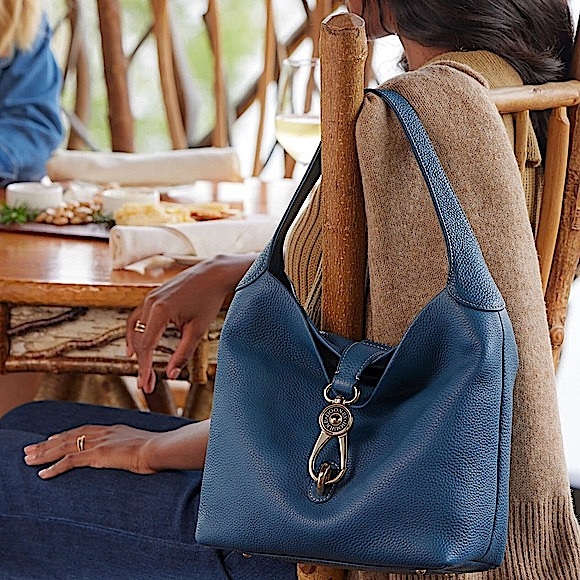 Dooney & Bourke Pebbled Leather Logo Lock Teal Blue Shoulder Bag - Picture 1 of 13